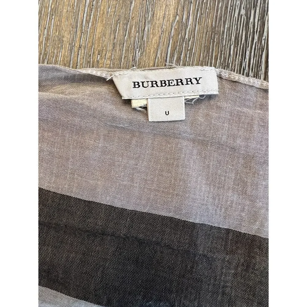 Authentic BURBERRY UNI Kids Beige / Stone Gauze Wool Silk‎ Check Scarf EUC